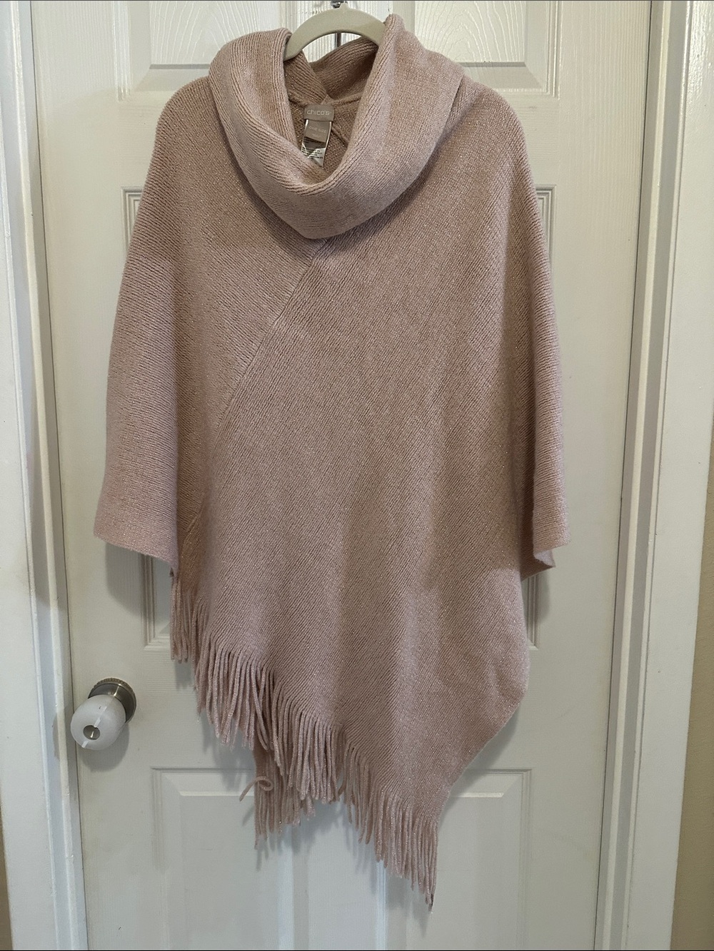 Women's Blush Fringe Cowl Neck Poncho Sweater 💕🔥💕🔥